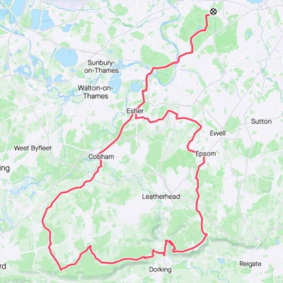 Celsius Surrey (short) cycling route map